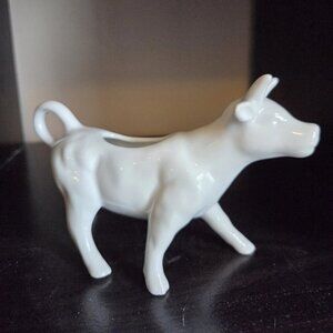 White Cow Creamer Dispenser Ceramic Porcelain 6” Long x 4” H